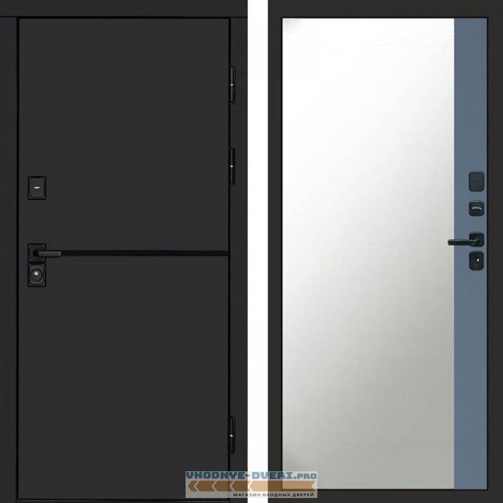 Входная дверь Тренд black Зеркало фацет grey софт