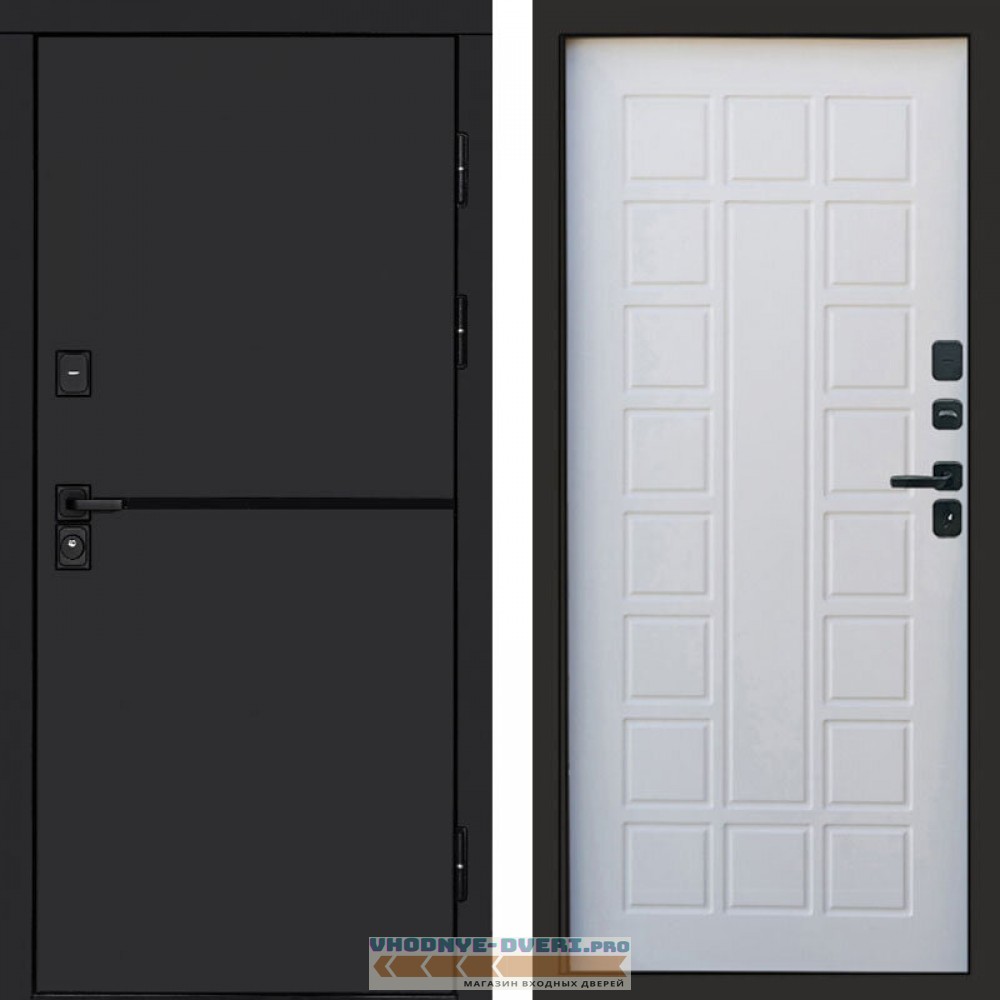 Входная дверь Тренд black Престиж белое дерево