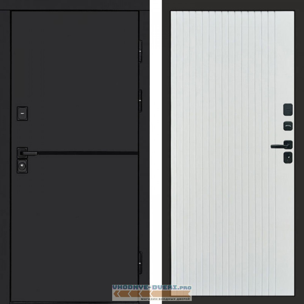 Входная дверь Тренд black Flat белый софт