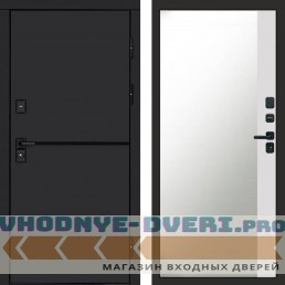 Входная дверь Тренд black Зеркало фацет белый софт