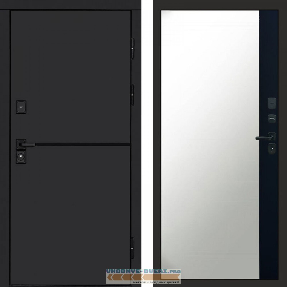 Входная дверь Тренд black Зеркало фацет черный кварц