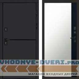 Входная дверь Тренд black Зеркало фацет черный кварц