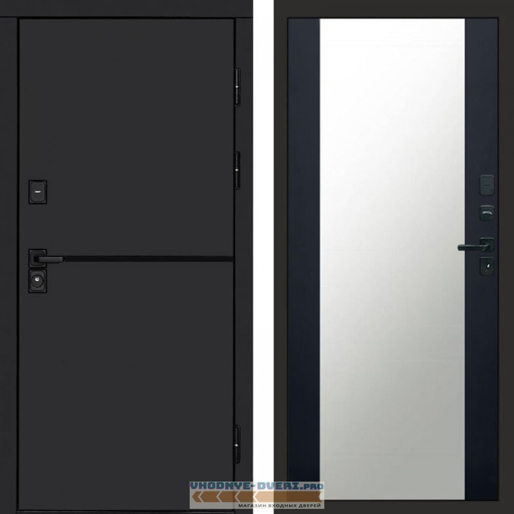 Входная дверь Тренд black Зеркало черный кварц+тонировка
