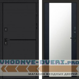 Входная дверь Тренд black Зеркало черный кварц+тонировка