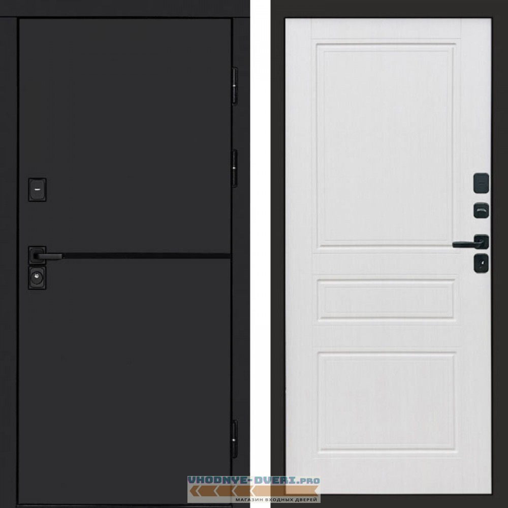 Входная дверь Тренд black Классика белое дерево
