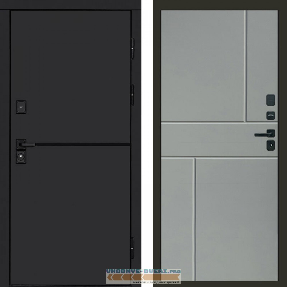 Входная дверь Тренд black Горизонт Grey софт