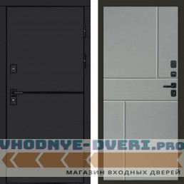 Входная дверь Тренд black Горизонт Grey софт