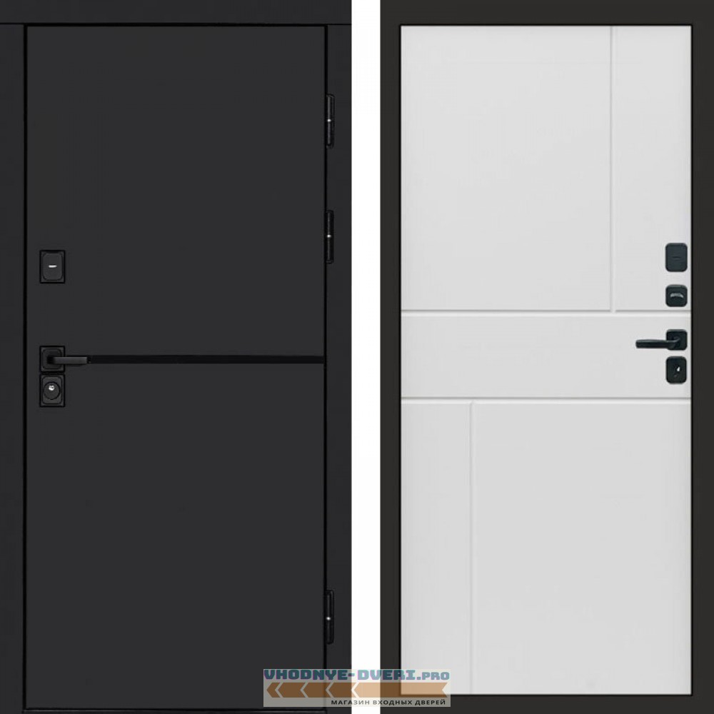 Входная дверь Тренд black Горизонт белый