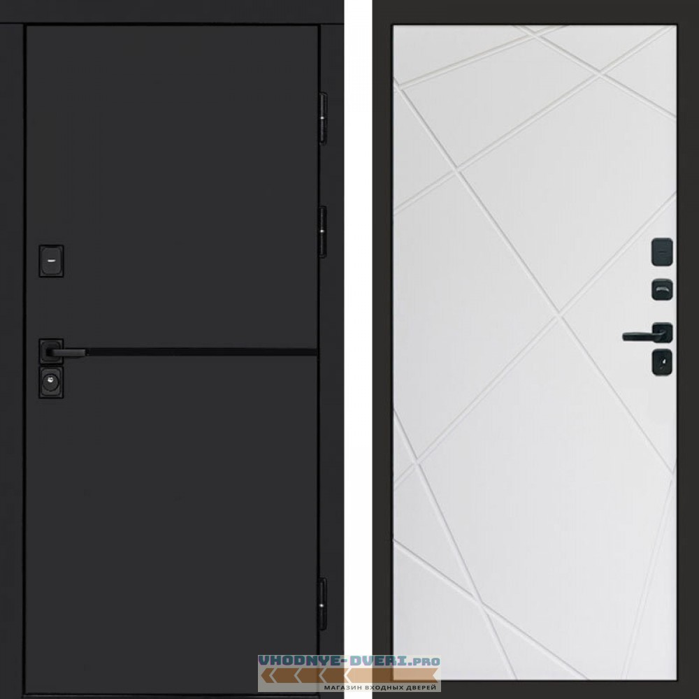 Входная дверь Тренд black Лучи белый