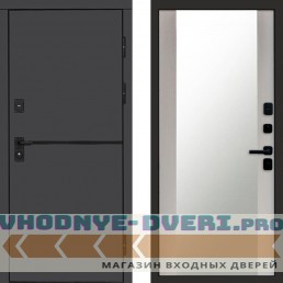 Входная дверь Тренд Графит Зеркало Лиственница белая