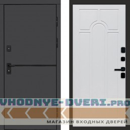 Входная дверь Тренд Графит Арка белое дерево