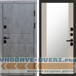 Дверь Termo Door Вертикаль Бетон Зеркало 27 Слоновая кость