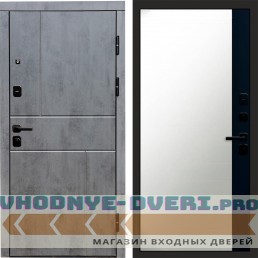 Дверь Termo Door Вертикаль Бетон Зеркало фацет Черный кварц