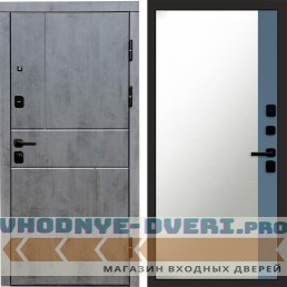Входная дверь Вертикаль Бетон Зеркало фацет Grey софт
