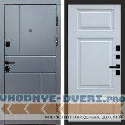 Дверь  Termo Door Вертикаль Grey Лион Белый софт