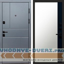 Дверь Termo Door Вертикаль Grey Зеркало фацет Черный кварц