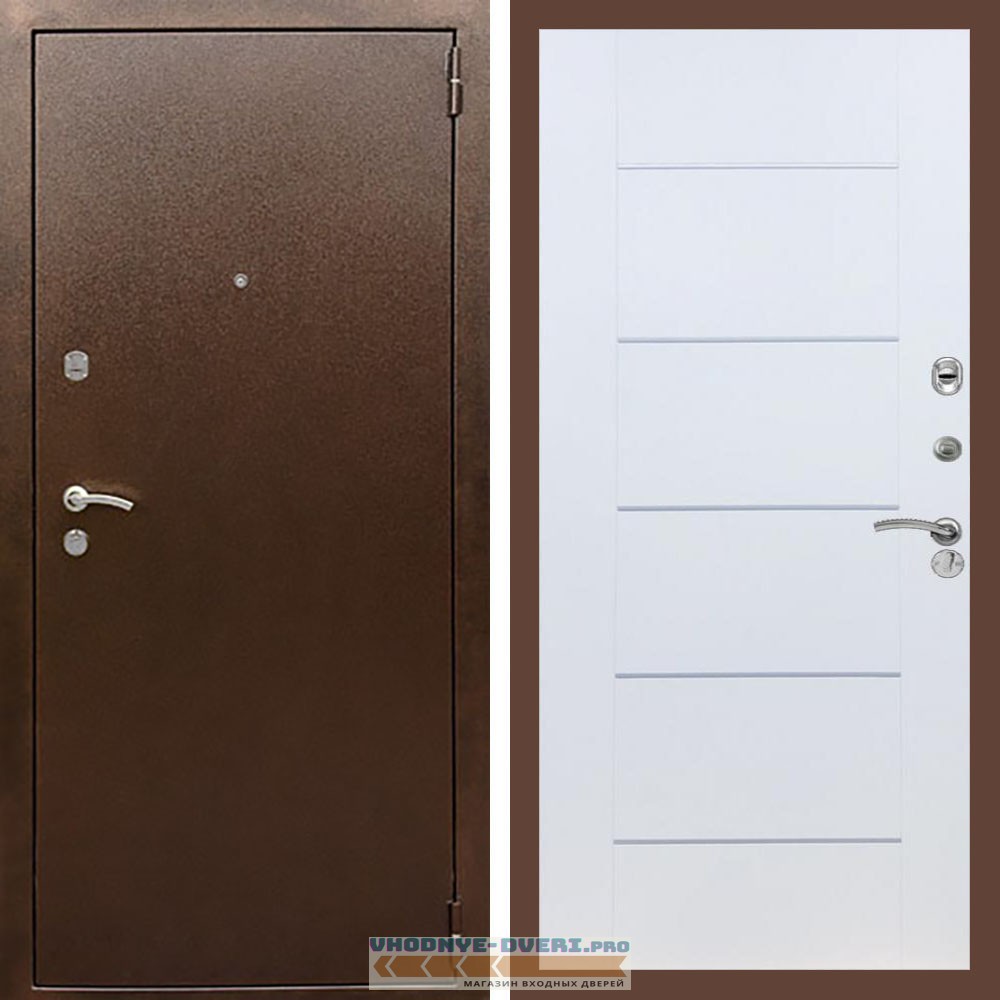 Входная дверь REX (Рекс) 1А Медный антик B03 молдинги белый ясень