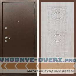 Входная дверь REX (Рекс) 1А Медный антик д-18 сосна белая