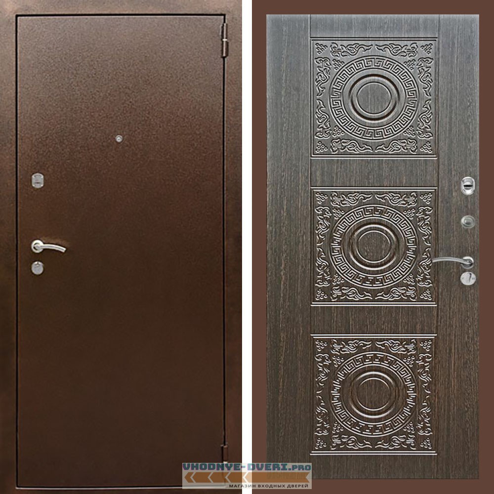 Входная дверь REX (Рекс) 1А Медный антик д-18 венге