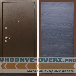 Входная дверь REX (Рекс) 1А Медный антик дуб тангент черный горизонт софт