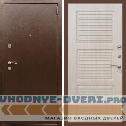 Входная дверь REX (Рекс) 1А Медный антик ФЛ-1 беленый дуб