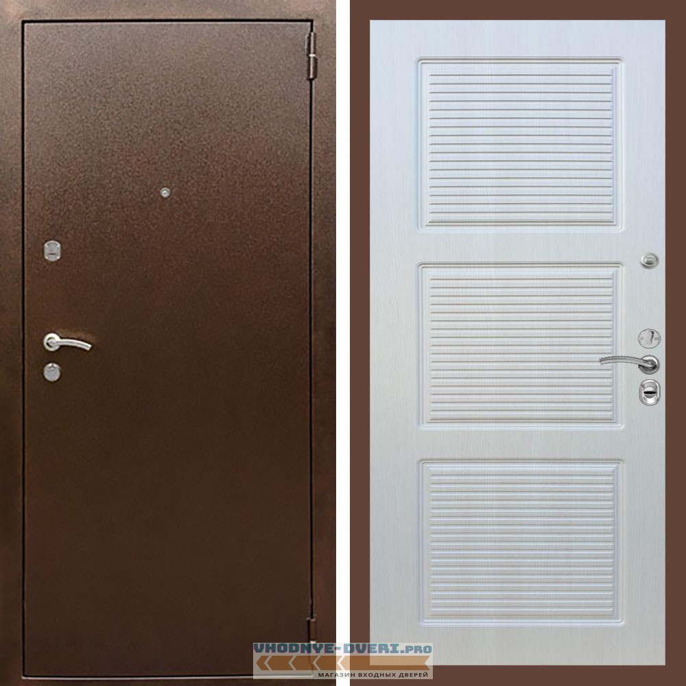 Входная дверь REX (Рекс) 1А Медный антик ФЛ-1 Лиственница