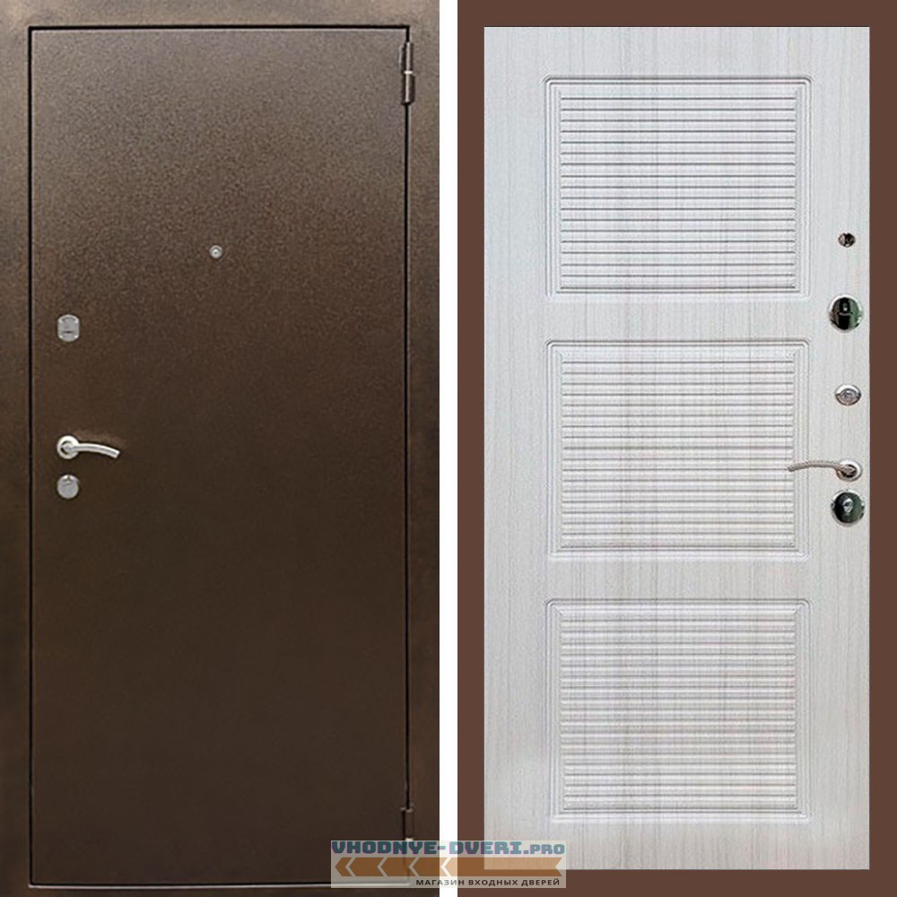 Входная дверь REX (Рекс) 1А Медный антик ФЛ-1 Сандал светлый