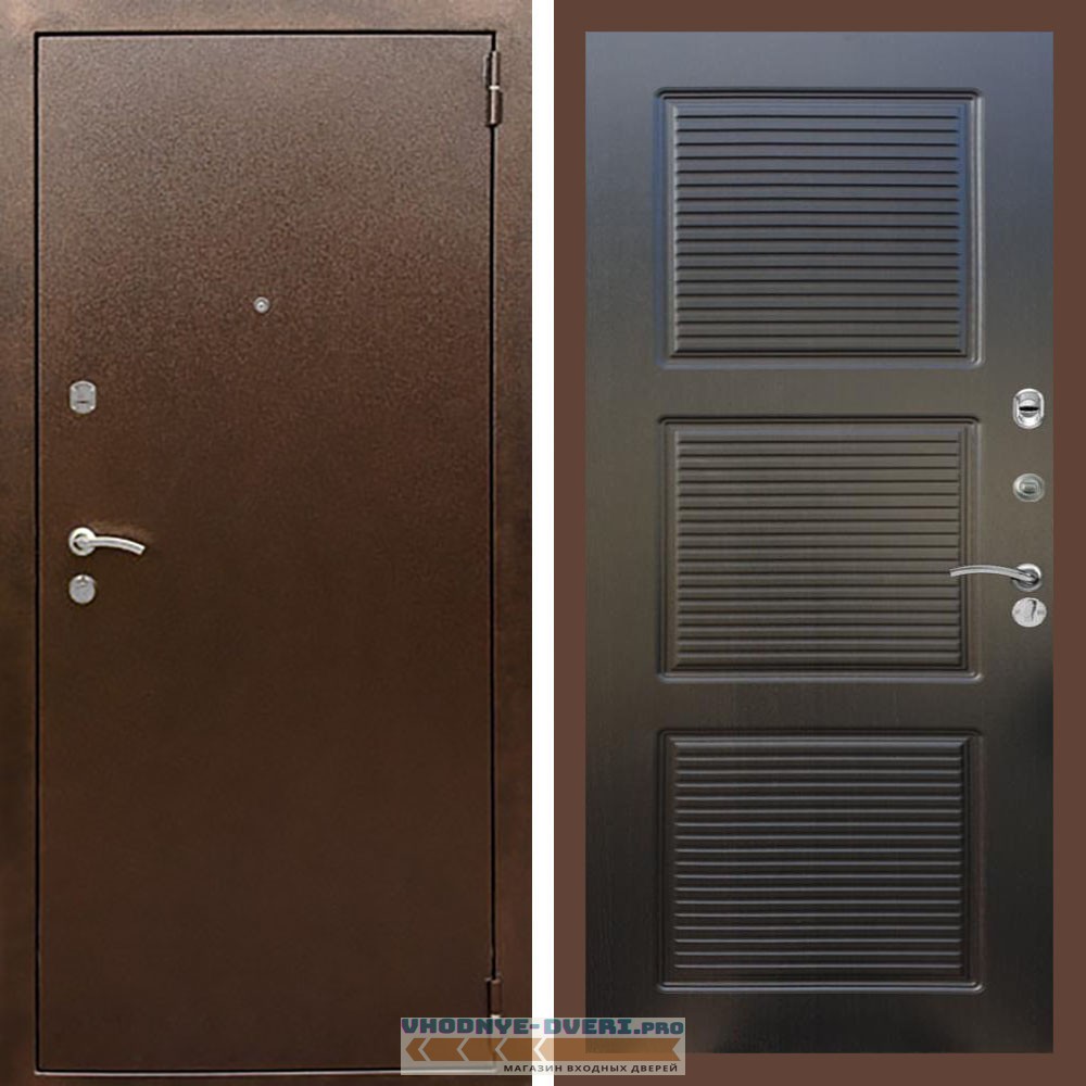 Входная дверь REX (Рекс) 1А Медный антик ФЛ-1 венге