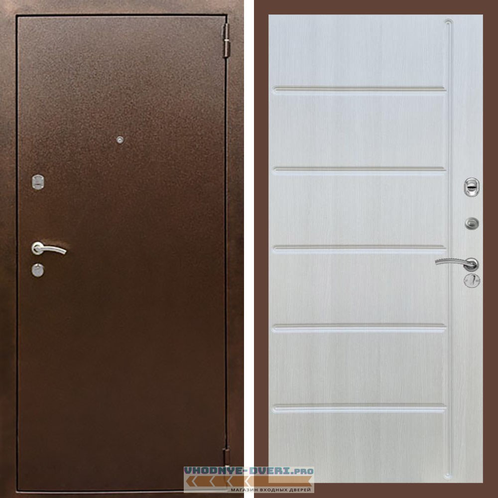 Входная дверь REX (Рекс) 1А Медный антик ФЛ-102 Лиственница бежевая