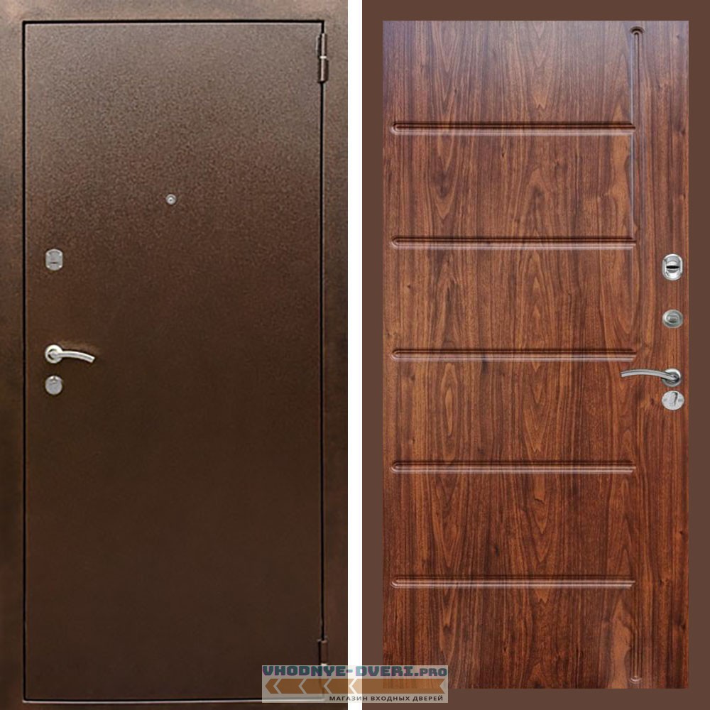 Входная дверь REX (Рекс) 1А Медный антик ФЛ-102 Мореная береза