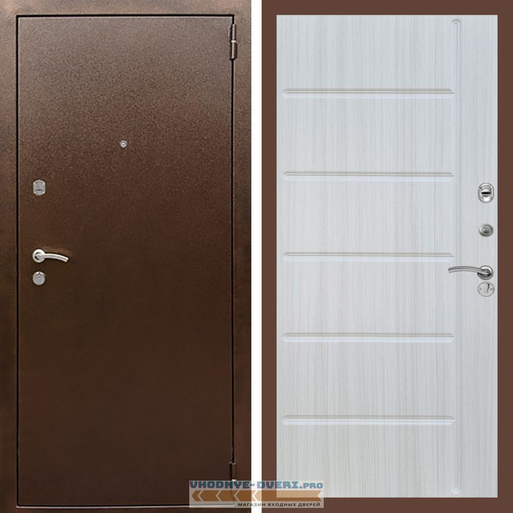 Входная дверь REX (Рекс) 1А Медный антик ФЛ-102 Сандал светлый