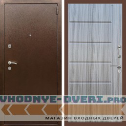Входная дверь REX (Рекс) 1А Медный антик ФЛ-102 Сандал серый