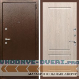 Входная дверь REX (Рекс) 1А Медный антик ФЛ-117 беленый дуб
