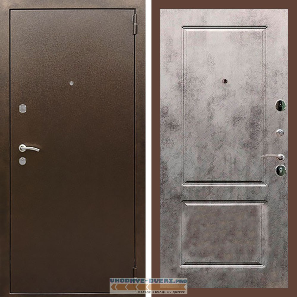 Входная дверь REX (Рекс) 1А Медный антик ФЛ-117 бетон темный