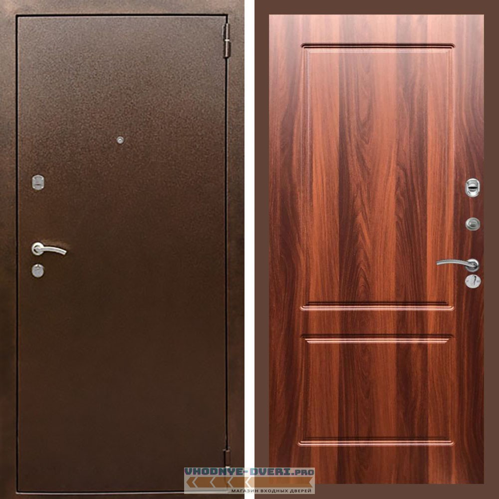 Входная дверь REX (Рекс) 1А Медный антик ФЛ-117 итальянский орех