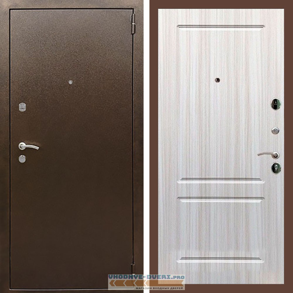 Входная дверь REX (Рекс) 1А Медный антик ФЛ-117 сандал светлый