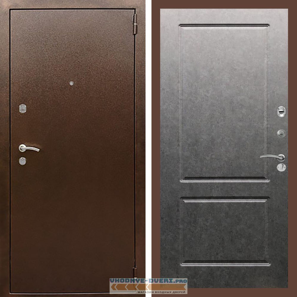 Входная дверь REX (Рекс) 1А Медный антик ФЛ-117 штукатурка графит