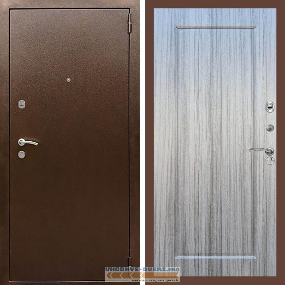 Входная дверь REX (Рекс) 1А Медный антик ФЛ-119 Сандал серый