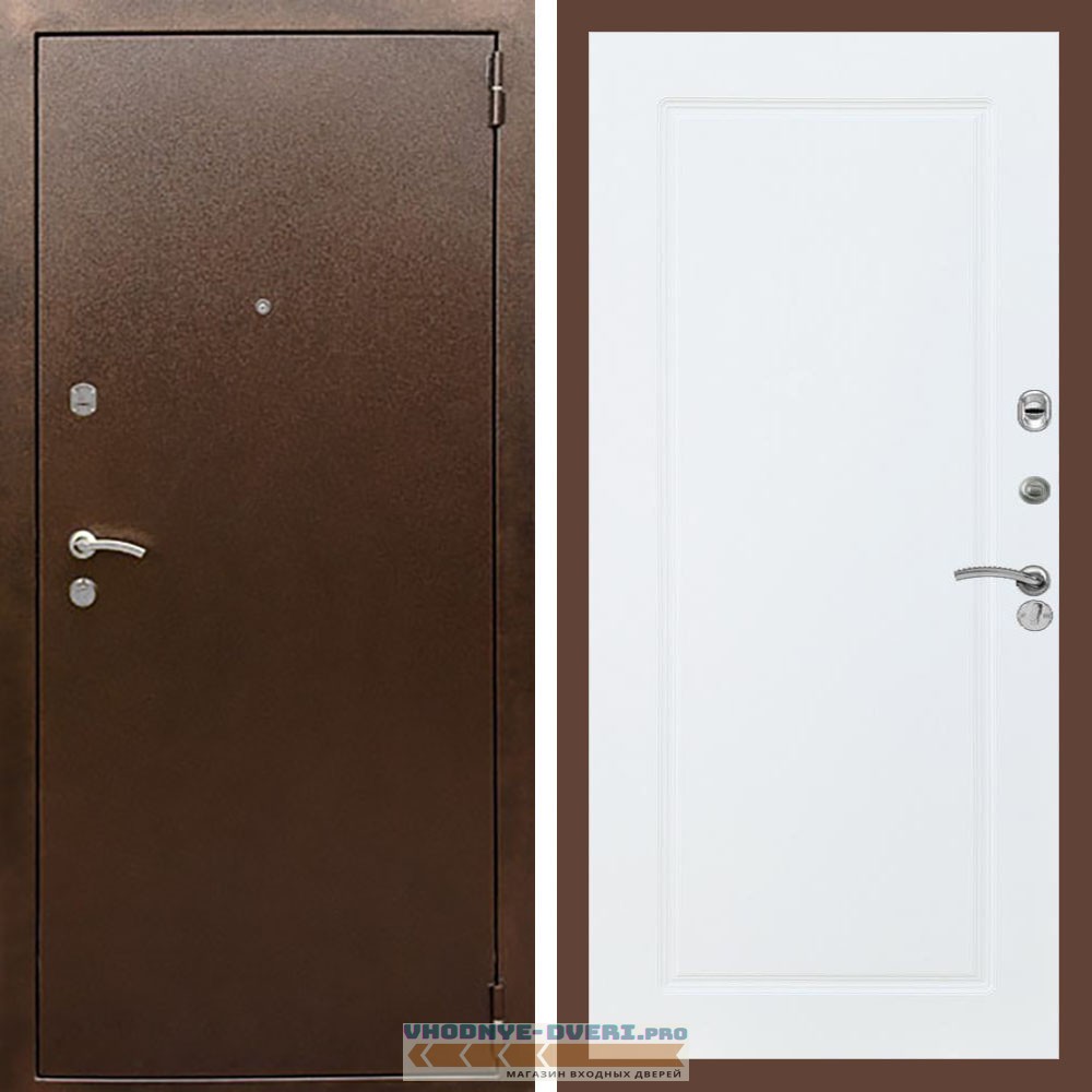 Входная дверь REX (Рекс) 1А Медный антик ФЛ-119 Белый матовый