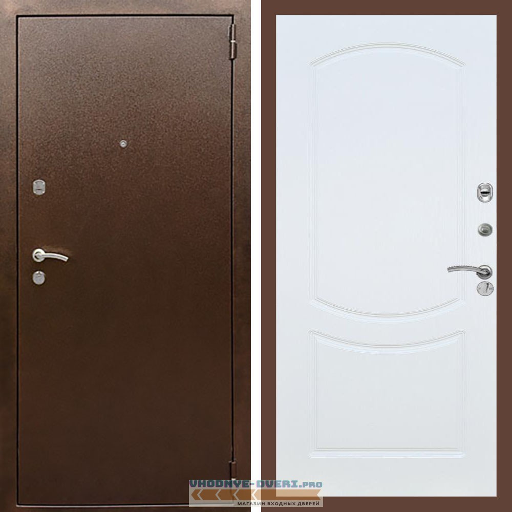 Входная дверь REX (Рекс) 1А Медный антик ФЛ-123 Белый ясень