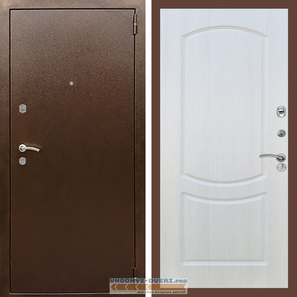 Входная дверь REX (Рекс) 1А Медный антик ФЛ-123 Лиственница бежевая