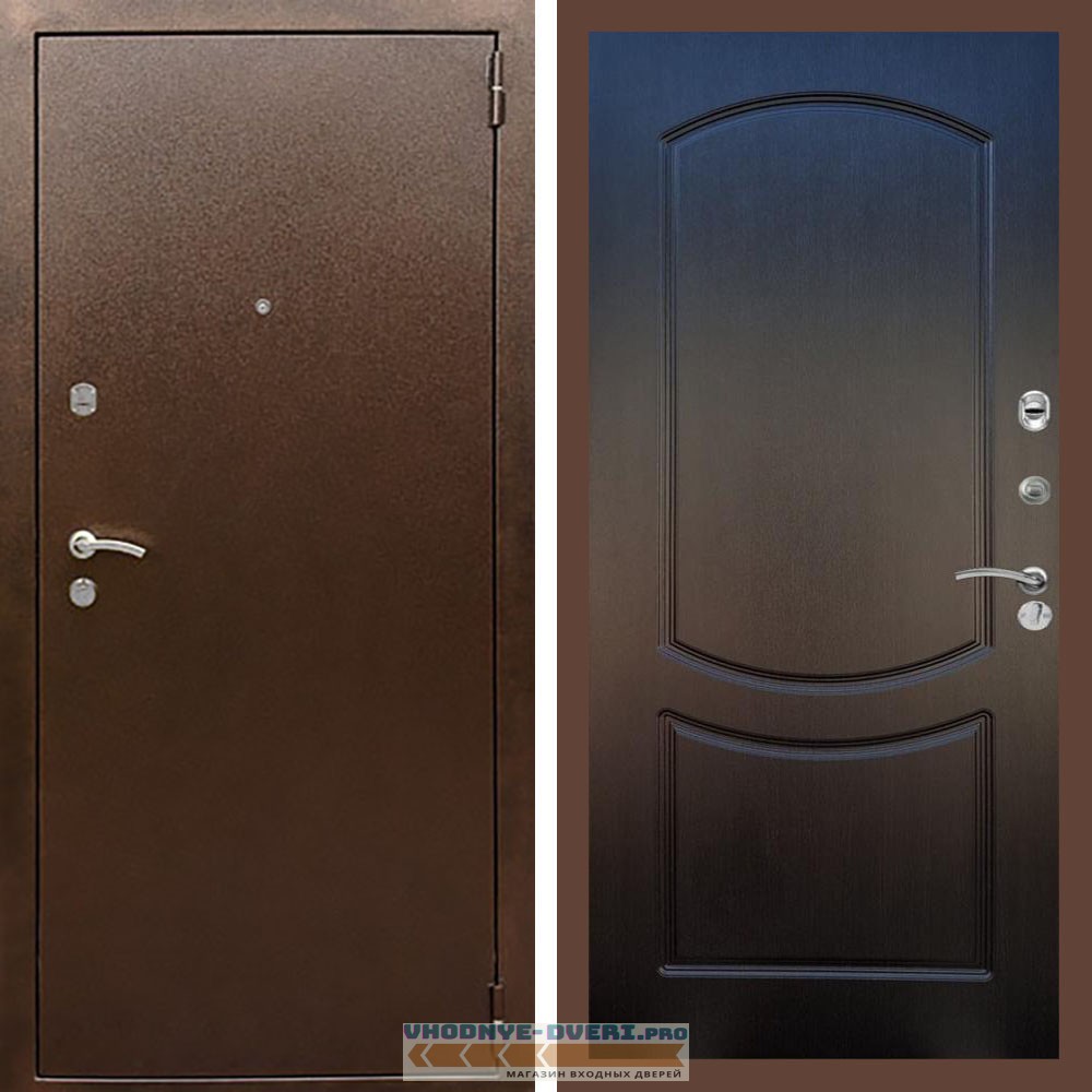 Входная дверь REX (Рекс) 1А Медный антик ФЛ-123 Венге