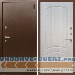 Входная дверь REX (Рекс) 1А Медный антик ФЛ-126 Беленый дуб