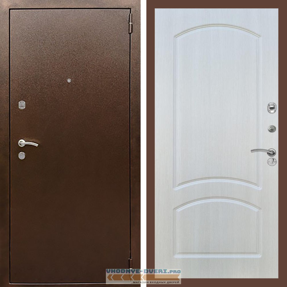 Входная дверь REX (Рекс) 1А Медный антик ФЛ-126 Лиственница бежевая