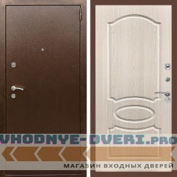 Входная дверь REX (Рекс) 1А Медный антик ФЛ-128 беленый дуб