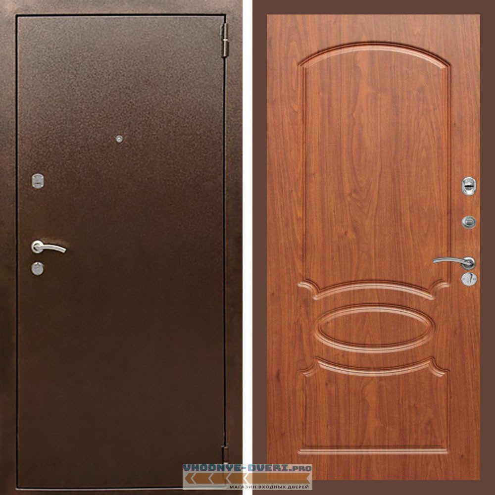 Входная дверь REX (Рекс) 1А Медный антик ФЛ-128 мореная береза