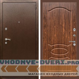Входная дверь REX (Рекс) 1А Медный антик ФЛ-128 Орех темный