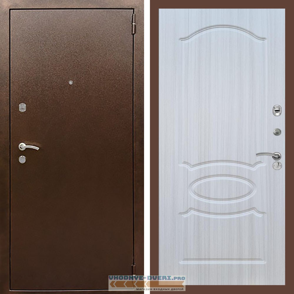 Входная дверь REX (Рекс) 1А Медный антик ФЛ-128 Сандал светлый