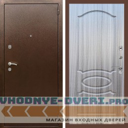 Входная дверь REX (Рекс) 1А Медный антик ФЛ-128 Сандал серый