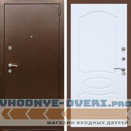 Входная дверь REX (Рекс) 1А Медный антик ФЛ-128 Белый матовый
